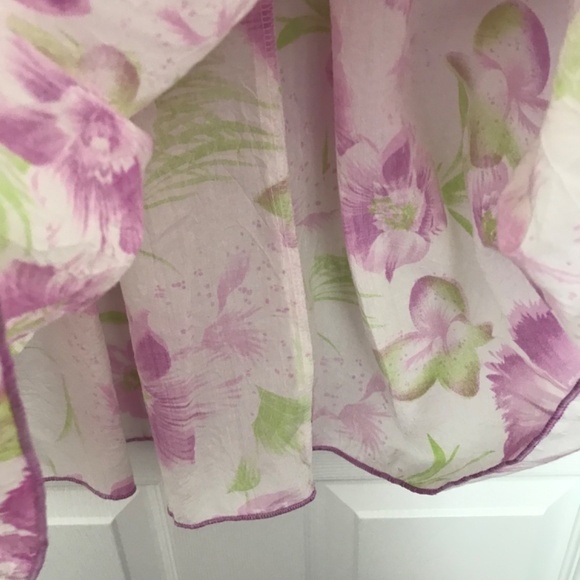 Purple White Floral Short Sleeve Dress Girls Size 9 With Front Bow Back Zipper - Picture 4 of 8